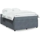 vidaXL Boxspring met matras fluweel donkergrijs 140x200 cm