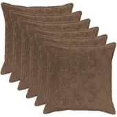 vidaXL Kussensloop 6 st HOUTEN Lichtbruin 55 x 55 cm Nep Konijnenbont