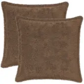 vidaXL Kussensloop 2 st HOUTEN Lichtbruin 50 x 50 cm Nep Konijnenbont