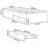 vidaXL bedframes met lades, gerookt eikenhout, houtvezel