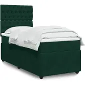 vidaXL Boxspring met matras fluweel donkergroen 90x200 cm