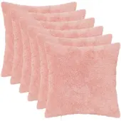 vidaXL Kussensloop 6 st HEERLEN Roze 35 x 35 cm Nep Konijnenbont