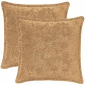 vidaXL Kussensloop 2 st HOUTEN Taupe 35 x 35 cm Nep Konijnenbont