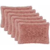 vidaXL Kussensloop 6 st HEERLEN Roze 50 x 70 cm PV Fleece