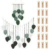 Merkloos Set van 2 macramé blad-wanddecoraties