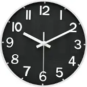 Dripio Stille wandklok, 30 cm, wit-zwart, met Arabische cijfers, rond