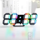 Dripio Digitale neon-LED wandklok, 24,6 cm, RGB, zwart, met afstandsbediening
