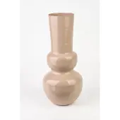 Mondex ROGER Vaas 10x17x36cm Beige - Stijlvolle Metalen Decoratie