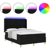 vidaXL Boxspringbed met LED-verlichting, zwart, 140 x 200 cm, gestoffeerd