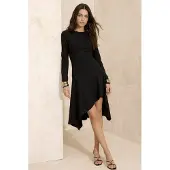 Trendyol TRENDYOLMİLLA Dames Zwart Effen Midi Lang Zakelijk Skater Jurken