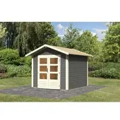 Karibu Woodfeeling tuinhuis, model Talkau, kleur: terragrondgrijs; artikelnummer: 83337