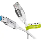 Goobay USB-A naar RJ45 LAN kabel | Slimline | USB3.0 | CAT6 | wit | 10 meter