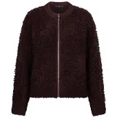 Red Button Vest Bomber Knit Boucle Srb5073 Burgundy Dames Maat - L