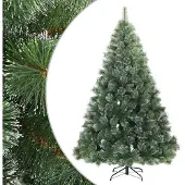 vidaXL Kunstkerstboom met Scharnier en Sneeuw Vilt Wit en Groen 240 cm