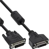 InLine DVI-D kabel, Dual Link 24+1 male naar 24+1 female, 2 ferrieten, 5m