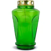 Ral Grote Groene Glazen Znicz 21 cm met Metalen Kap DP19sL