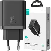 JOYROOM - Adapter USB - Oplader USB - 2 Poorten USB-C - 1 Poort USB-A - Snellader 32W - Zwart