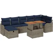 vidaXL Tuinbank Set 8 st Grijs poly rattan