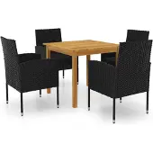 Möbelando - 5-delige - Tuinset - zwart