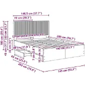 vidaXL Bedframe met opbergruimte en hoofdeinde, zwart, 140 x 200 cm