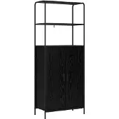 vidaXL Highboard Zwart eiken 40 x 33 x 161 cm Bewerkt hout