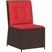 vidaXL Tuin Sofa Bruin en Rood poly rattan