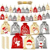 Dripio Adventskalender om zelf te vullen, 24 stoffen zakjes, 13x18 cm, rood