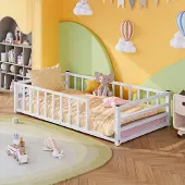 Dripio Montessori kinderbed, 90x200 cm, met valbeveiliging en lattenbodem, wit