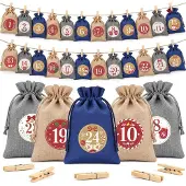 Dripio Adventskalender met 24 jute zakjes van 15x20 cm, inclusief klemmetjes