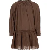 Like Flo korte A-lijn jurk met glitters - donkerbruin Meisjes Polyester Ronde hals - maat 122