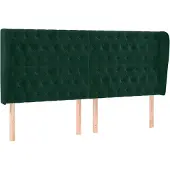 vidaXL Hoofdbord met randen 183x23x118/128 cm fluweel donkergroen