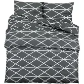 vidaXL Dekbedovertrekset 240x220 cm katoen donkergrijs en wit