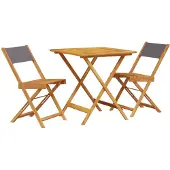 vidaXL 3-delige bistroset, antraciet, met stoffen bekleding en massief hout