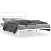 vidaXL Bedframe met hoofdbord metaal wit 140x190 cm