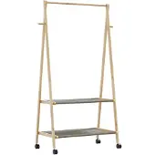 vidaXL Kledingrek met schappen en wielen 96x45,5x155,5 cm bamboe