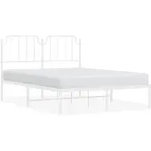 vidaXL Bedframe met hoofdeinde, metaal, wit, 135x190 cm