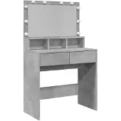vidaXL Schminktafel met LED-verlichting, betonkleur, 80x41x134,5 cm