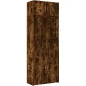 vidaXL Opbergkast 80x42,5x225 cm bewerkt hout gerookt eikenkleur