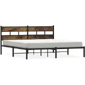 vidaXL Bedframe zonder matras metaal gerookt eikenkleurig 180x200 cm