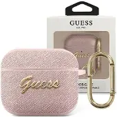 GUESS Obal Gua3Sasmp voor AirPods 3, roze/roze saffiano, Script Metal collectie