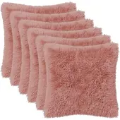 vidaXL Kussensloop 6 st HEERLEN Roze 35 x 35 cm PV Fleece