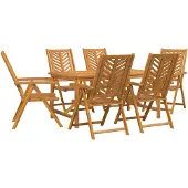 vidaXL Tuinset, 7-delig, bruin, massief acaciahout
