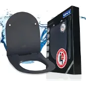 Wenko Toiletzitting Sedilo matzwart van duroplast, met soft-closemechanisme (1 stuk)