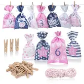Dripio 24 satijnen zakjes, roze, voor een zelf te vullen adventskalender