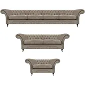 AEA Chesterfield Hellgraue Polstergarnitur Moderne Textilsofas Sitzmöbel