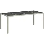 vidaXL Tuintafel, wit, van polyrotan