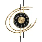 Dripio Wandklok, 54 cm, goud-zwart, geruisloos, geschikt voor de woonkamer
