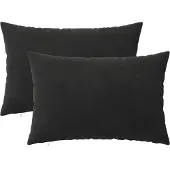 vidaXL Kussensloop 2 st HEERLEN Zwart 50 x 75 cm fluweel