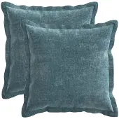vidaXL Kussensloop 2 st HOUTEN Blauw 45 x 45 cm Chenille Stof