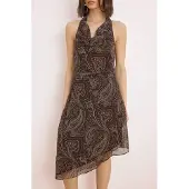 Turkishsouq Mouwloze midi-jurk met sjaalpatroon voor dames
